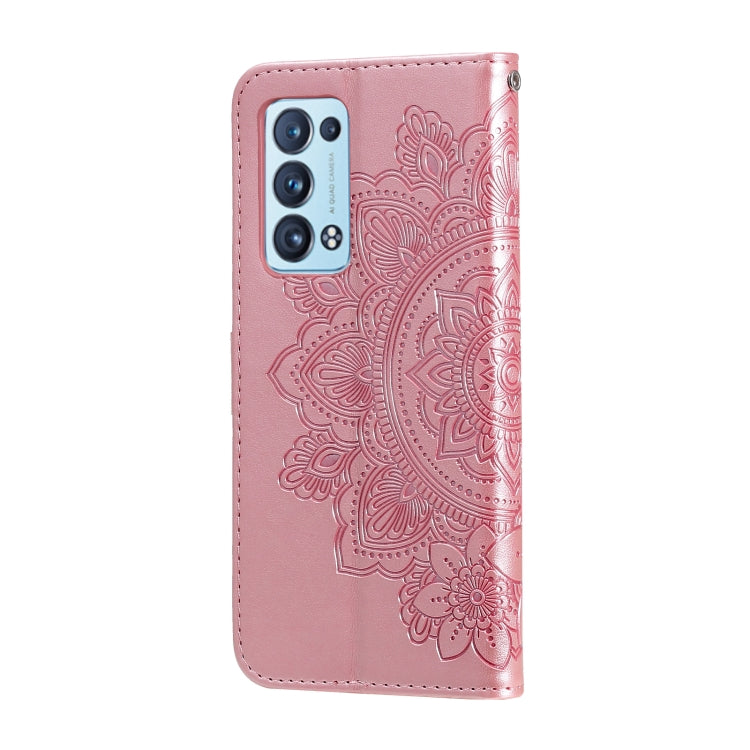 For OPPO Reno 6 Pro+ 5G 7-petal Flowers Embossing Pattern Horizontal Flip PU Leather Case with Holder & Card Slots & Wallet & Photo Frame