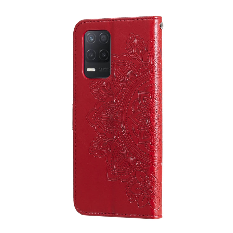 For OPPO Realme 8 5G 7-petal Flowers Embossing Pattern Horizontal Flip PU Leather Case with Holder & Card Slots & Wallet & Photo Frame