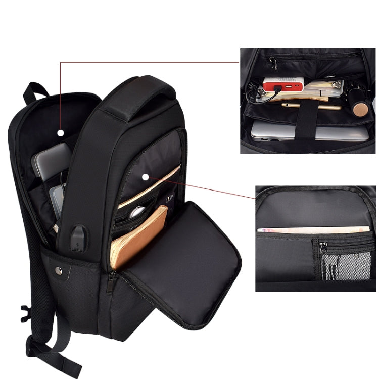 SJ01 Business Casual Computer Backpack with USB Charging Port, Size:13-15 inch Universal(Black)