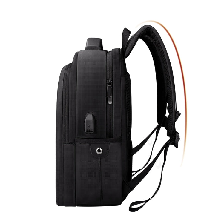 SJ01 Business Casual Computer Backpack with USB Charging Port, Size:15.6-17.3 inch Universal(Black)