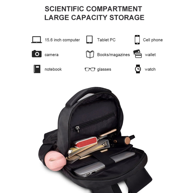 SJ01 Business Casual Computer Backpack with USB Charging Port, Size:15.6-17.3 inch Universal(Black)