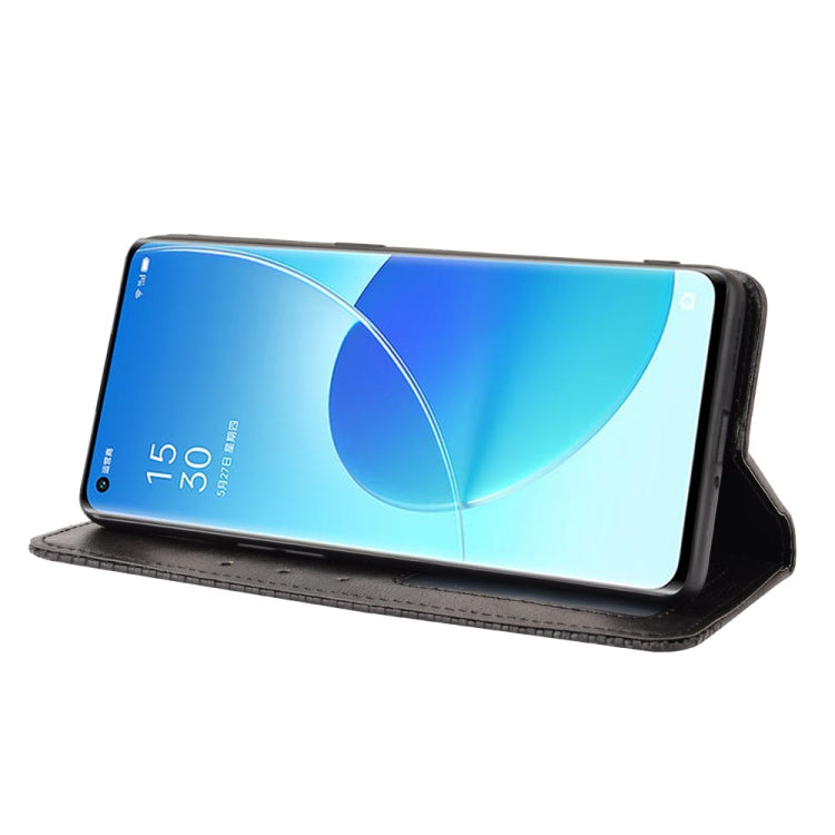 For OPPO Reno6 Pro 5G Magnetic Buckle Retro Crazy Horse Texture Horizontal Flip Leather Case with Holder & Card Slots & Photo Frame