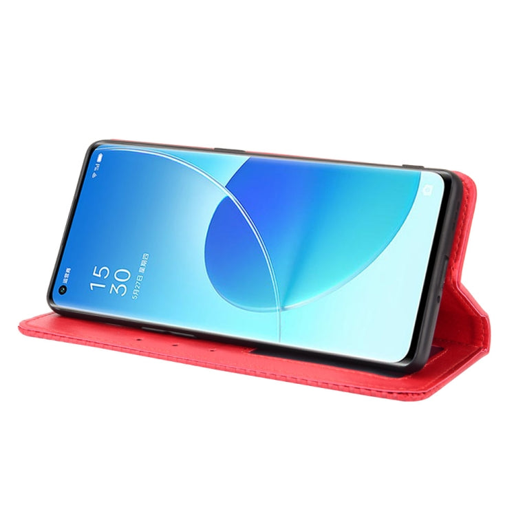 For OPPO Reno6 Pro 5G Magnetic Buckle Retro Crazy Horse Texture Horizontal Flip Leather Case with Holder & Card Slots & Photo Frame