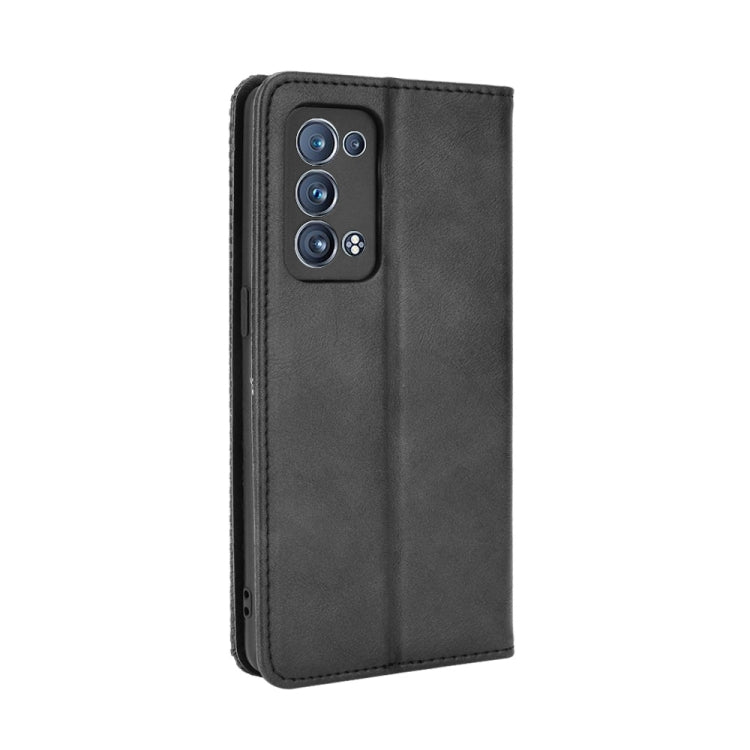 For OPPO Reno6 Pro+ 5G Magnetic Buckle Retro Crazy Horse Texture Horizontal Flip Leather Case with Holder & Card Slots & Photo Frame