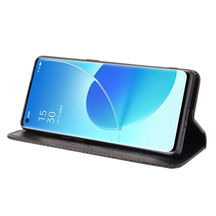 For OPPO Reno6 Pro+ 5G Magnetic Buckle Retro Crazy Horse Texture Horizontal Flip Leather Case with Holder & Card Slots & Photo Frame
