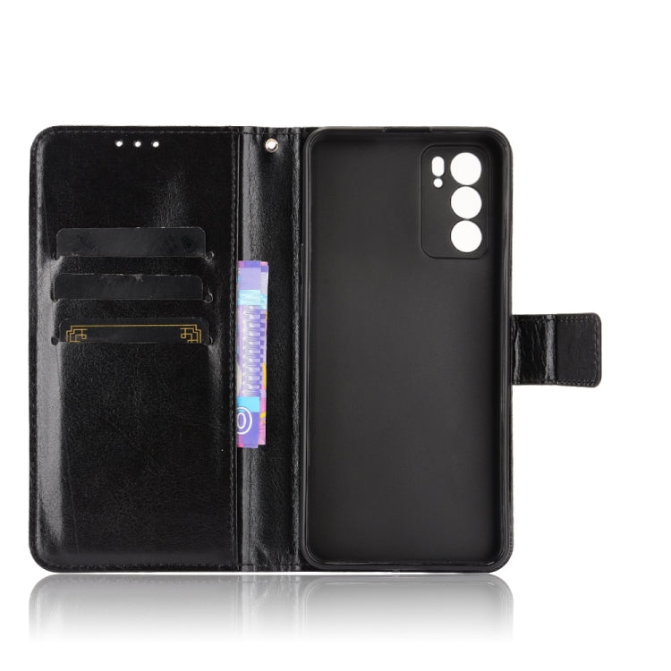 For OPPO Reno6 5G Crazy Horse Texture Horizontal Flip Leather Case with Holder & Card Slots & Lanyard