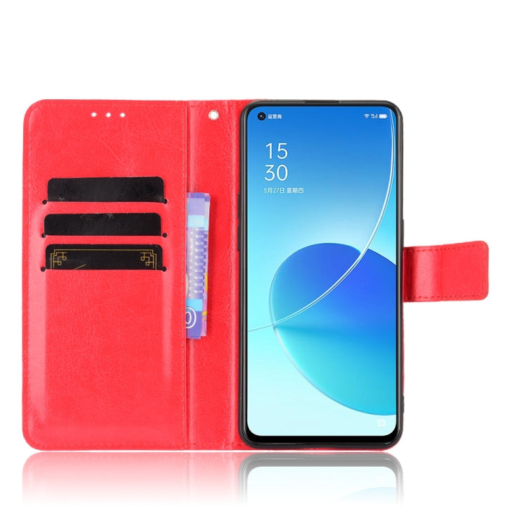 For OPPO Reno6 5G Crazy Horse Texture Horizontal Flip Leather Case with Holder & Card Slots & Lanyard