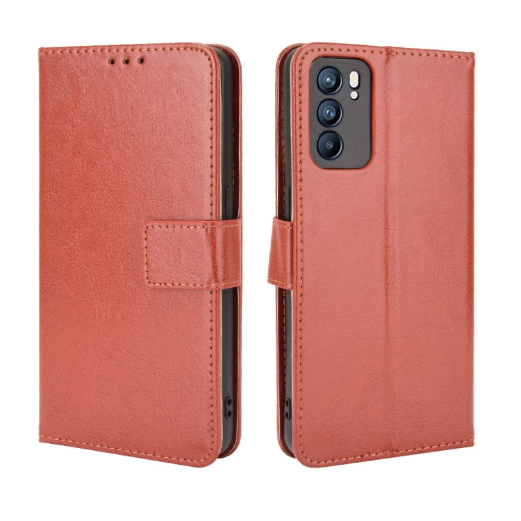 For OPPO Reno6 5G Crazy Horse Texture Horizontal Flip Leather Case with Holder & Card Slots & Lanyard