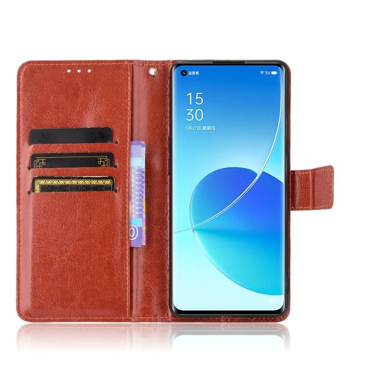 For OPPO Reno6 Pro 5G Crazy Horse Texture Horizontal Flip Leather Case with Holder & Card Slots & Lanyard