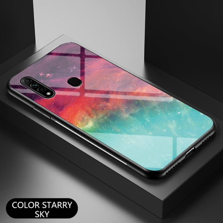 For OPPO A8 Starry Sky Painted Tempered Glass TPU Shockproof Protective Case