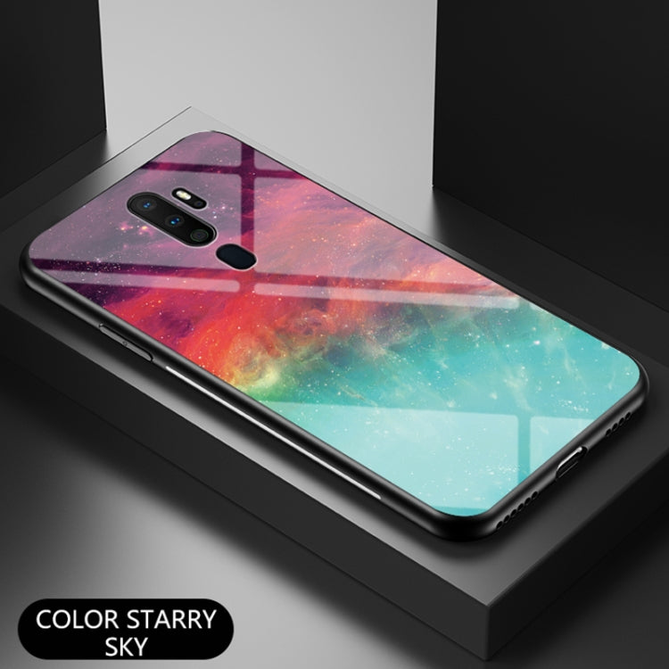 For OPPO A9 2020 Starry Sky Painted Tempered Glass TPU Shockproof Protective Case