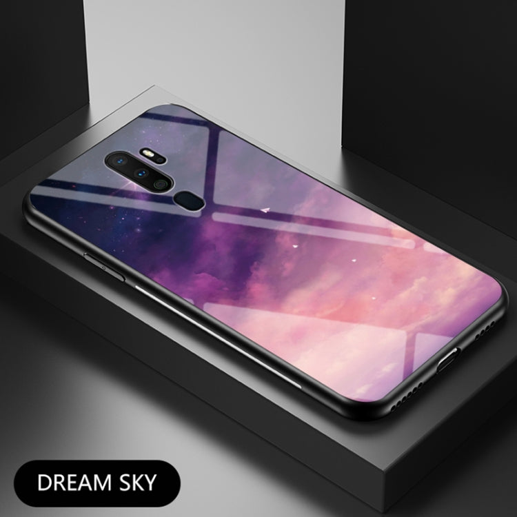 For OPPO A9 2020 Starry Sky Painted Tempered Glass TPU Shockproof Protective Case