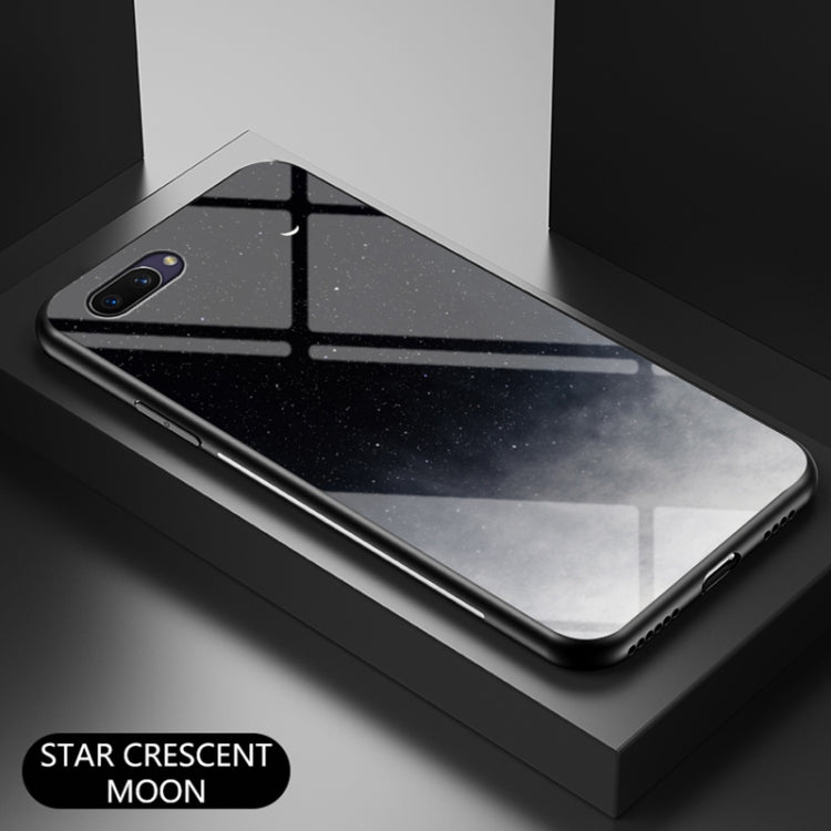 For OPPO A5 / A7 / A12e Starry Sky Painted Tempered Glass TPU Shockproof Protective Case