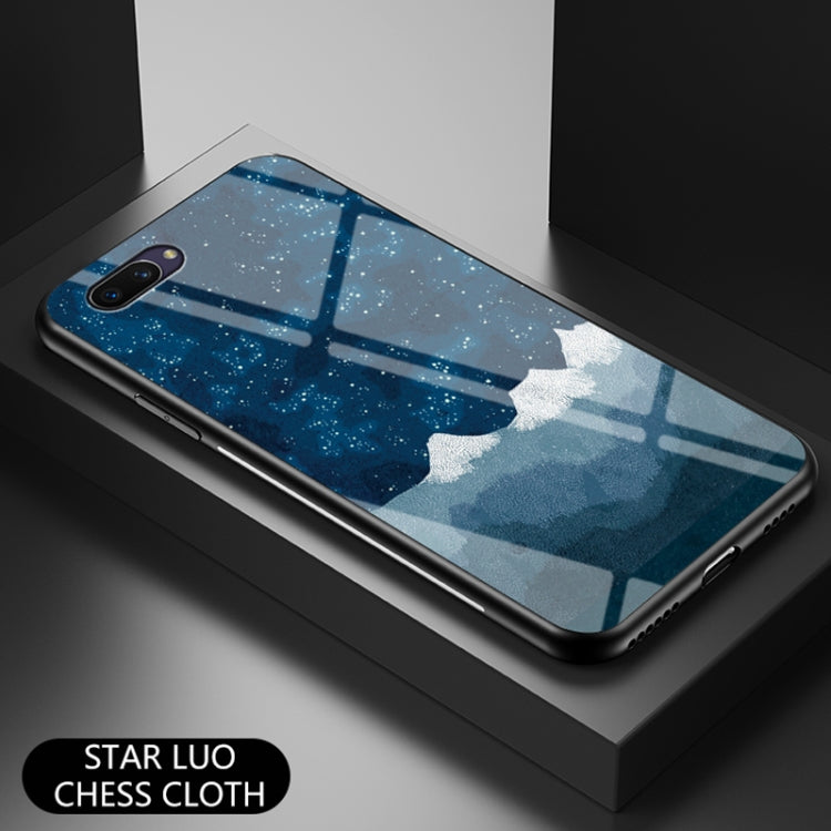 For OPPO A5 / A7 / A12e Starry Sky Painted Tempered Glass TPU Shockproof Protective Case