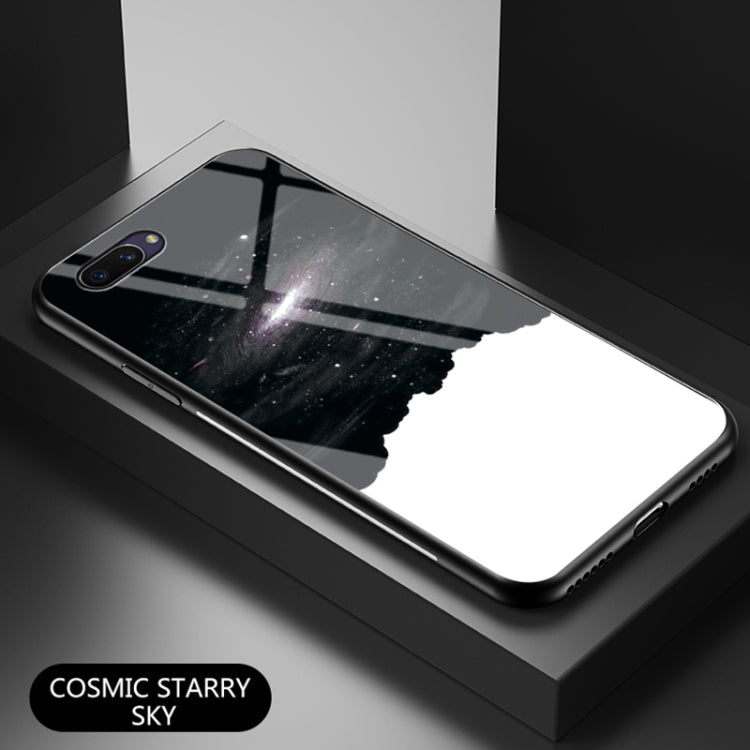 For OPPO A5 / A7 / A12e Starry Sky Painted Tempered Glass TPU Shockproof Protective Case