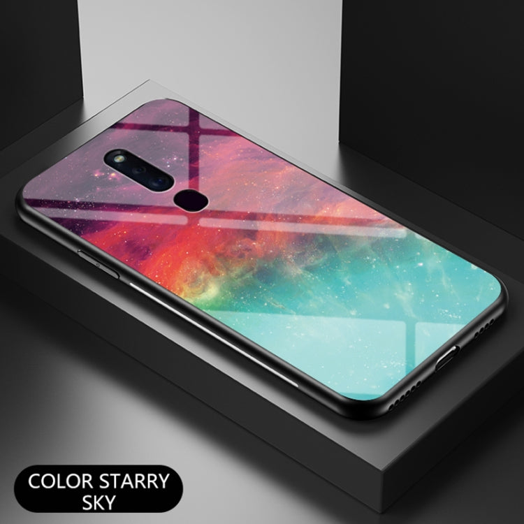 For OPPO F11 Pro Starry Sky Painted Tempered Glass TPU Shockproof Protective Case