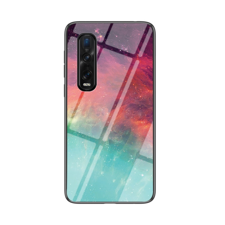 For OPPO Find X2 Pro Starry Sky Painted Tempered Glass TPU Shockproof Protective Case
