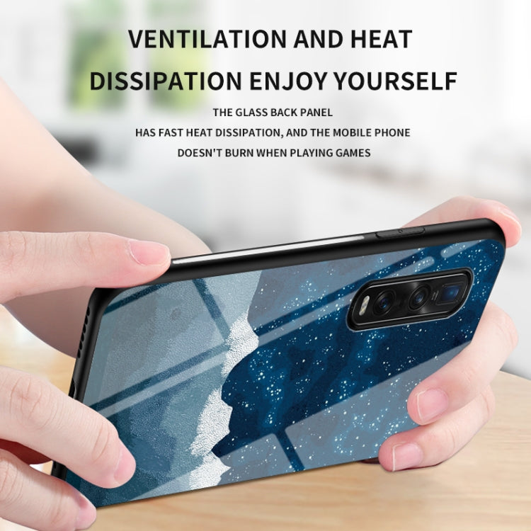 For OPPO Find X2 Pro Starry Sky Painted Tempered Glass TPU Shockproof Protective Case