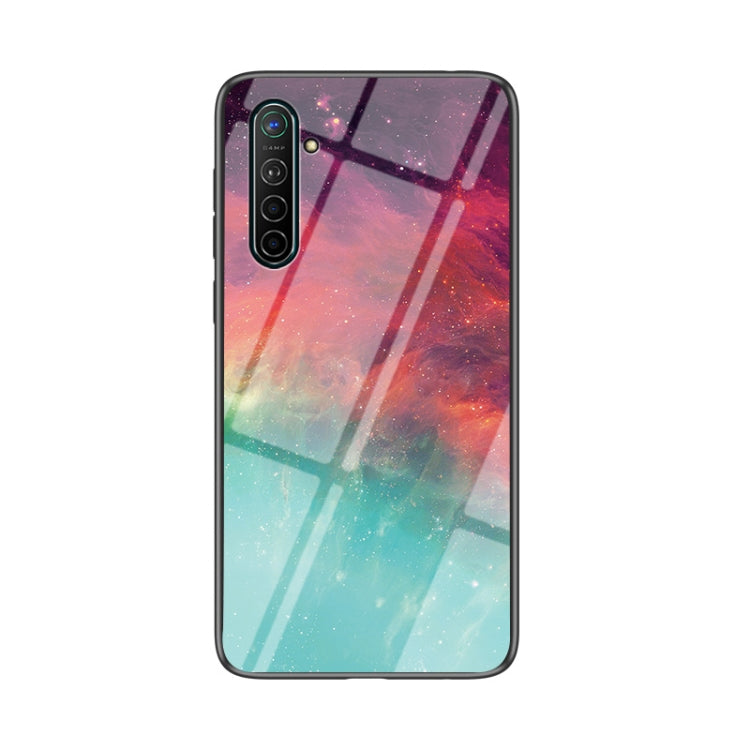 For OPPO Realme XT Starry Sky Painted Tempered Glass TPU Shockproof Protective Case