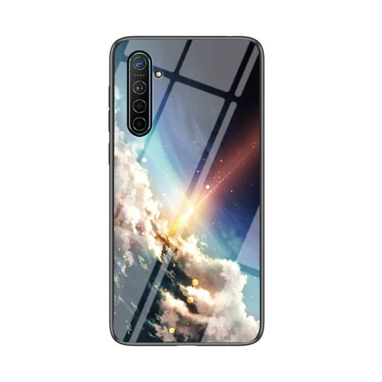 For OPPO Realme XT Starry Sky Painted Tempered Glass TPU Shockproof Protective Case