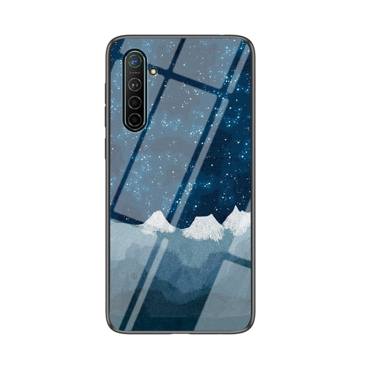 For OPPO Realme XT Starry Sky Painted Tempered Glass TPU Shockproof Protective Case