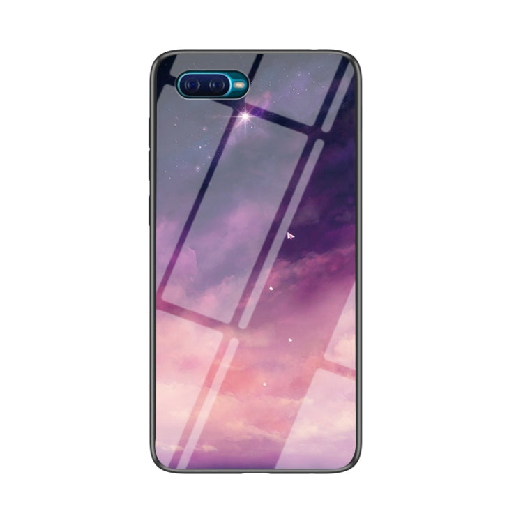 For OPPO Reno A Starry Sky Painted Tempered Glass TPU Shockproof Protective Case