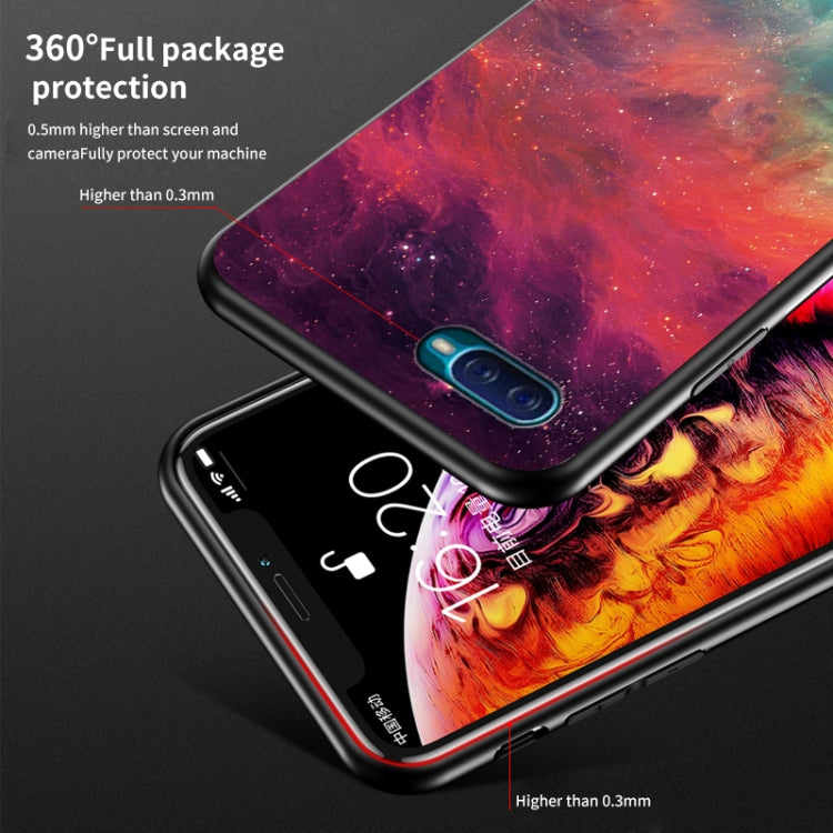For OPPO Reno A Starry Sky Painted Tempered Glass TPU Shockproof Protective Case