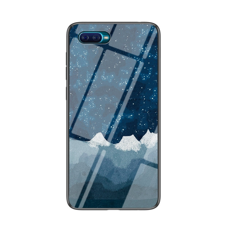 For OPPO Reno A Starry Sky Painted Tempered Glass TPU Shockproof Protective Case
