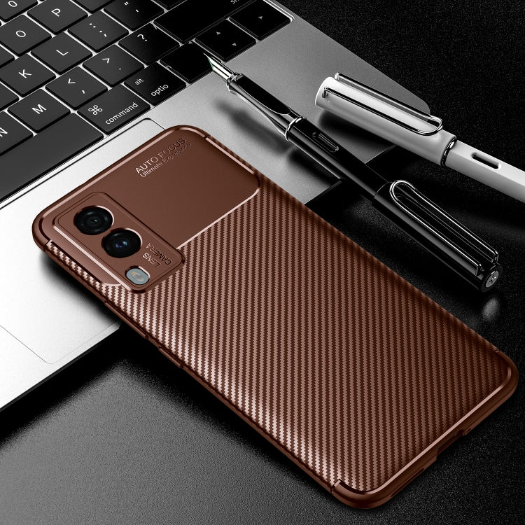 For vivo v21e 5G Carbon Fiber Texture Shockproof TPU Case