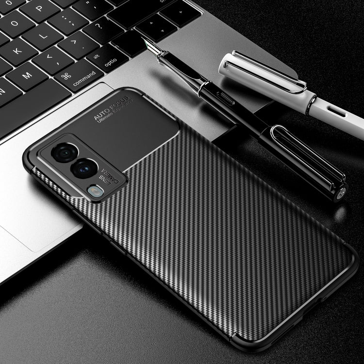 For vivo v21e 5G Carbon Fiber Texture Shockproof TPU Case