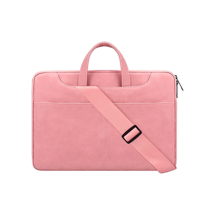 ST06SDJ Frosted PU Business Laptop Bag with Detachable Shoulder Strap, Size:14.1-15.4 inch