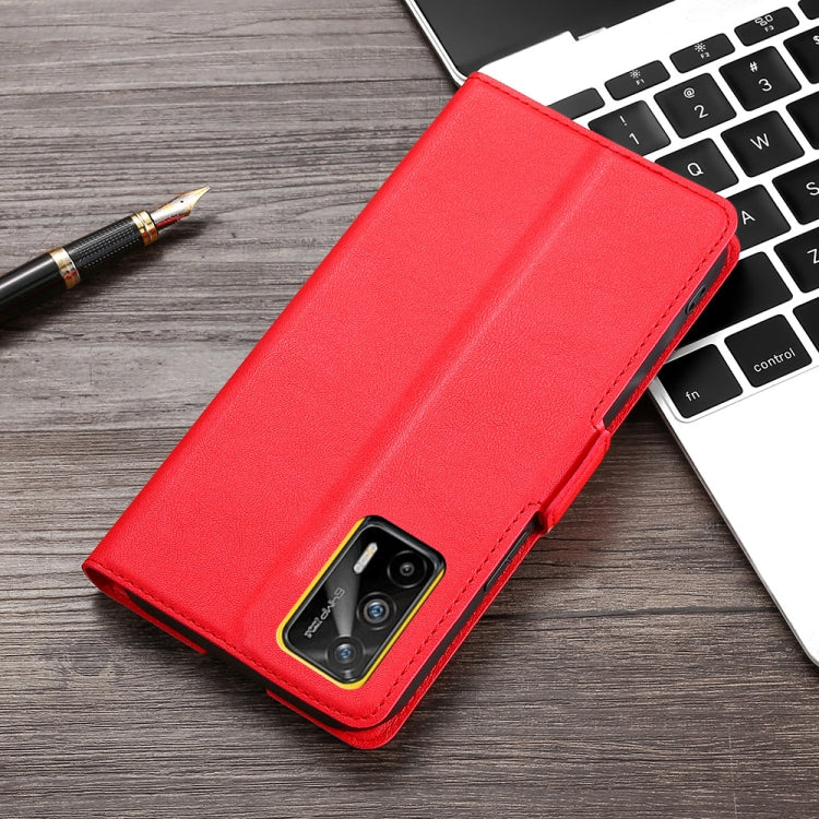 For OPPO Realme GT 5G / Realme Q3 Pro 5G Ultra-thin Voltage Side Buckle PU + TPU Horizontal Flip Leather Case with Holder & Card Slot