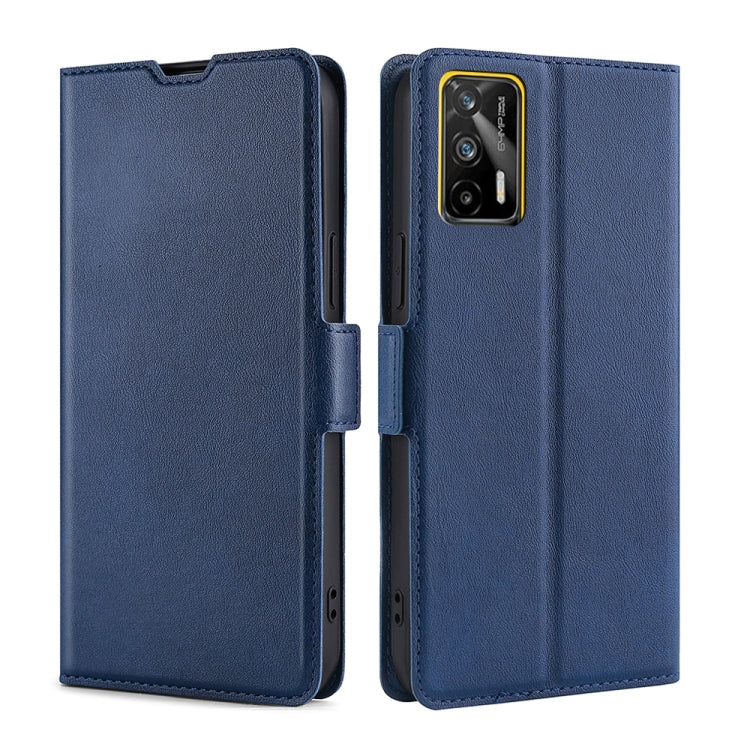 For OPPO Realme GT 5G / Realme Q3 Pro 5G Ultra-thin Voltage Side Buckle PU + TPU Horizontal Flip Leather Case with Holder & Card Slot