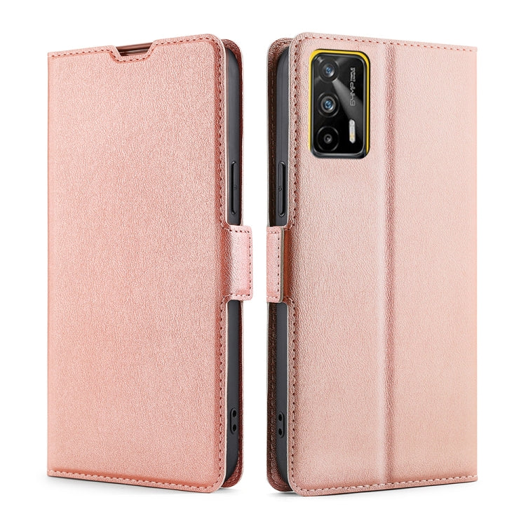For OPPO Realme GT 5G / Realme Q3 Pro 5G Ultra-thin Voltage Side Buckle PU + TPU Horizontal Flip Leather Case with Holder & Card Slot