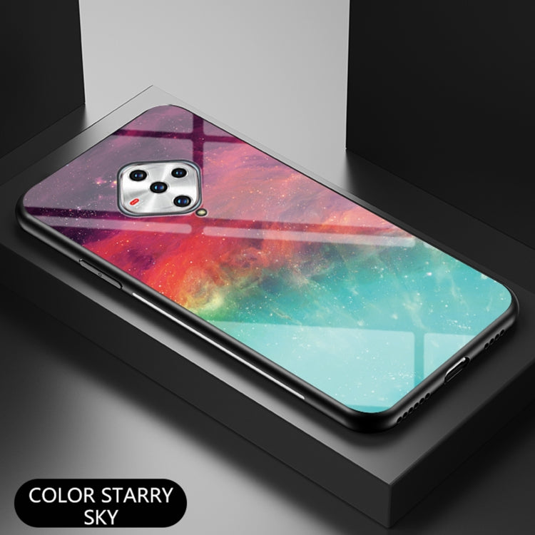 For vivo X50e Starry Sky Painted Tempered Glass TPU Shockproof Protective Case