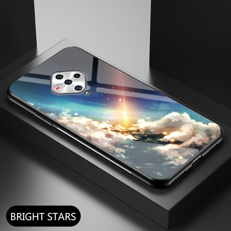 For vivo X50e Starry Sky Painted Tempered Glass TPU Shockproof Protective Case