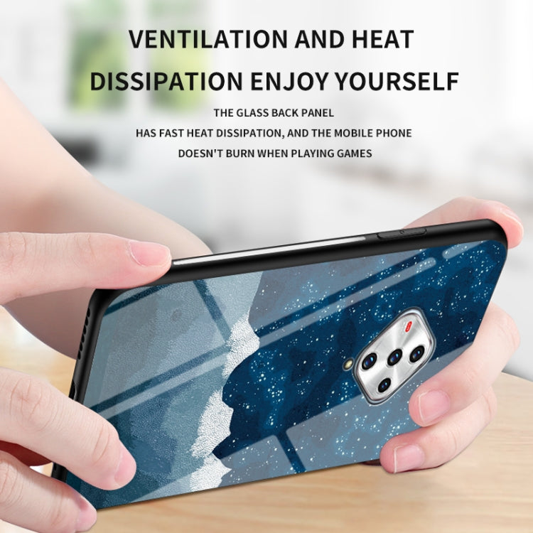For vivo X50e Starry Sky Painted Tempered Glass TPU Shockproof Protective Case