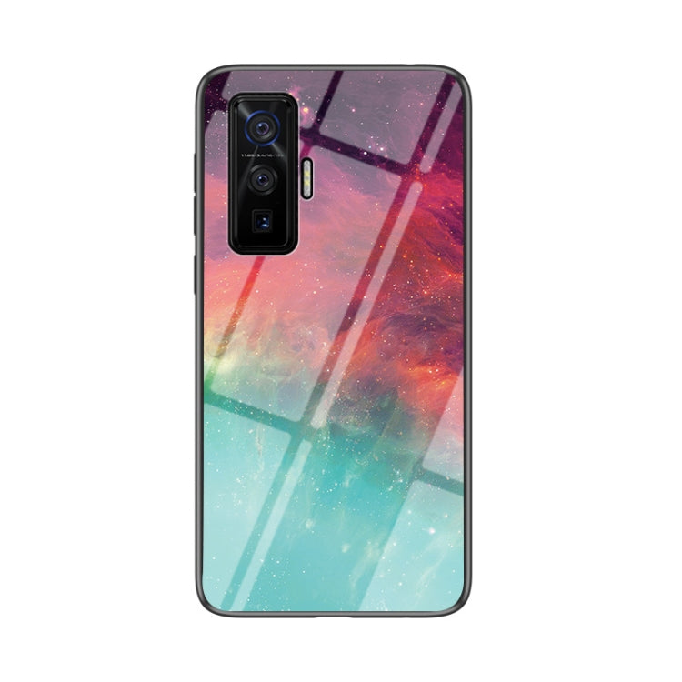 For vivo iQOO 5 Pro 5G Starry Sky Painted Tempered Glass TPU Shockproof Protective Case