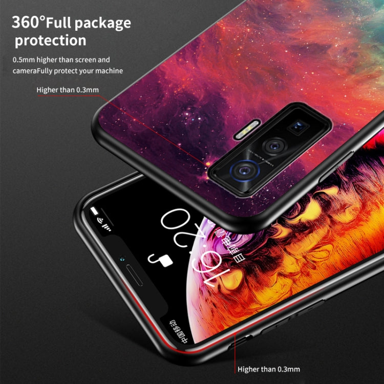 For vivo iQOO 5 Pro 5G Starry Sky Painted Tempered Glass TPU Shockproof Protective Case