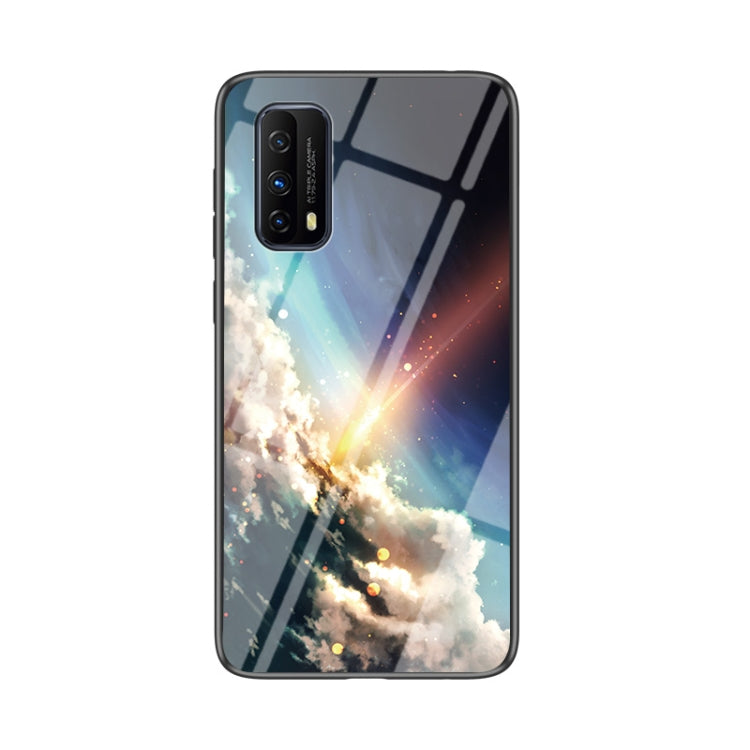 For vivo iQOO Z1x Starry Sky Painted Tempered Glass TPU Shockproof Protective Case