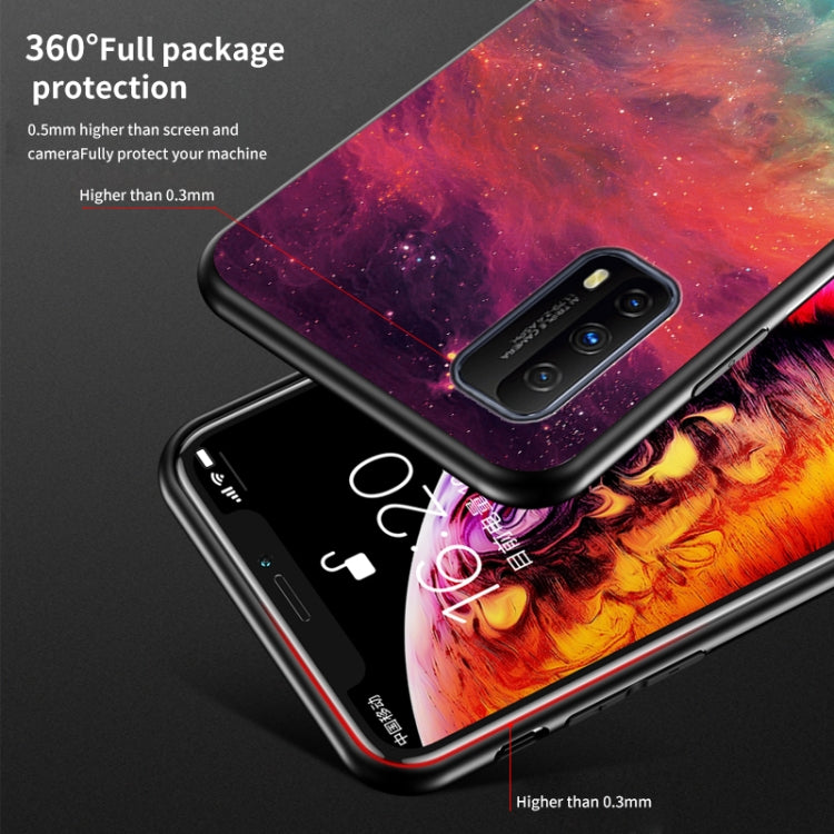 For vivo iQOO Z1x Starry Sky Painted Tempered Glass TPU Shockproof Protective Case