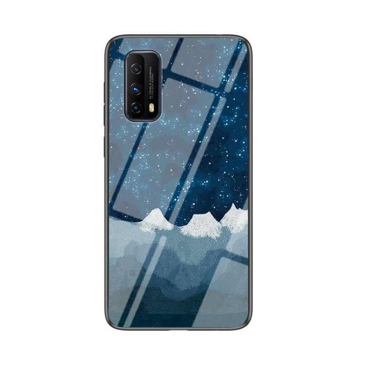 For vivo iQOO Z1x Starry Sky Painted Tempered Glass TPU Shockproof Protective Case