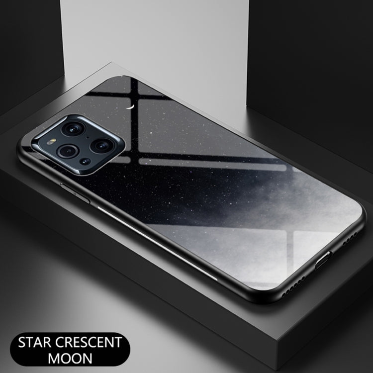 For OPPO Find X3 / X3 Pro Starry Sky Painted Tempered Glass TPU Shockproof Protective Case