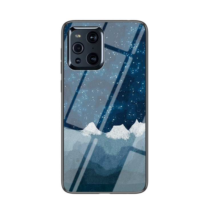 For OPPO Find X3 / X3 Pro Starry Sky Painted Tempered Glass TPU Shockproof Protective Case