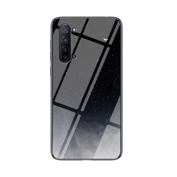 For OPPO Reno3 Starry Sky Painted Tempered Glass TPU Shockproof Protective Case