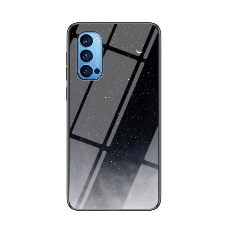 For OPPO Reno4 Starry Sky Painted Tempered Glass TPU Shockproof Protective Case