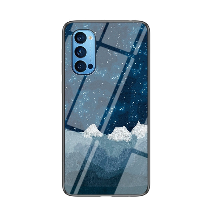 For OPPO Reno4 Starry Sky Painted Tempered Glass TPU Shockproof Protective Case