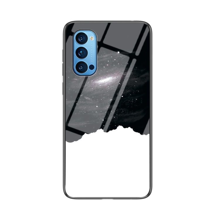 For OPPO Reno4 Starry Sky Painted Tempered Glass TPU Shockproof Protective Case