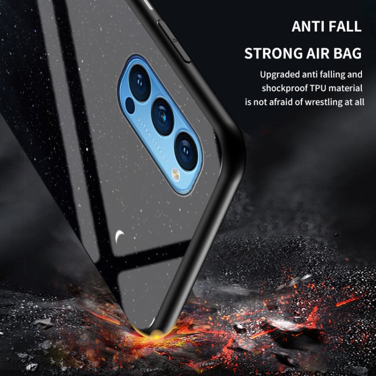 For OPPO Reno4 Starry Sky Painted Tempered Glass TPU Shockproof Protective Case