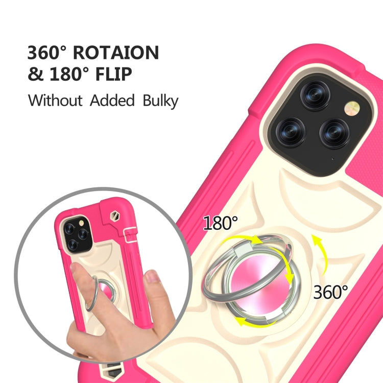 For iPhone 12 / 12 Pro Shockproof Silicone + PC Protective Case with Dual-Ring Holder